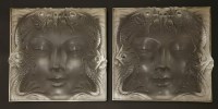 Lot 167 - A pair of Lalique glass plaques 'Masque de Femme'