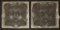 Lot 166 - A pair of Lalique glass plaques 'Masque de Femme'
