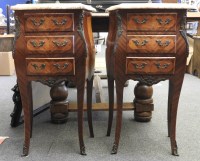 Lot 772 - A pair of reproduction French style cabinets of 3 drawers