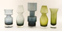 Lot 645 - Five Scandinavian glass vases