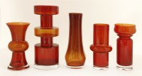 Lot 644 - Five Scandinavian glass vases