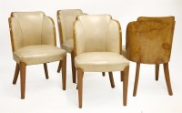 Lot 287 - A set of four Art Deco burr maple cloud dining chairs