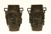 Lot 375 - A pair of Japanese bronze vases