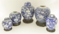 Lot 415 - A collection of Chinese blue and whire ginger jars