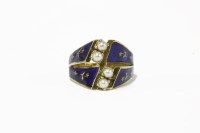 Lot 7 - A Continental 14ct gold blue enamel ring and cultured pearl ring