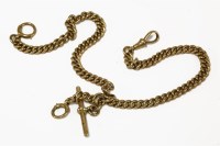 Lot 35 - A 9ct gold curb link double Albert chain with t-bar