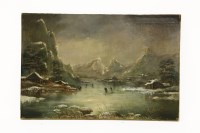 Lot 572 - 19th Century School
SKATERS IN A MOUNTAINOUS LANDSCAPE IN WINTER
Indistinctly signed l.r.