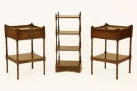 Lot 643 - A pair of George III style mahogany two tier bedside tables