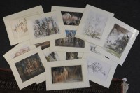 Lot 407 - A collection of seventeen Trevor Newton watercolour and ink studies of varying sizes