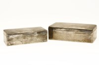 Lot 133 - A large hallmarked silver cigarette box of rectangular form and one other similar (2)
18cm and 20cm