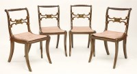 Lot 533 - Four Regency rosewood and brass inlaid chairs