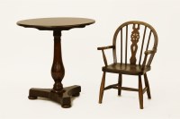 Lot 547 - 19th century mahogany pedestal table and child's Windsor armchair