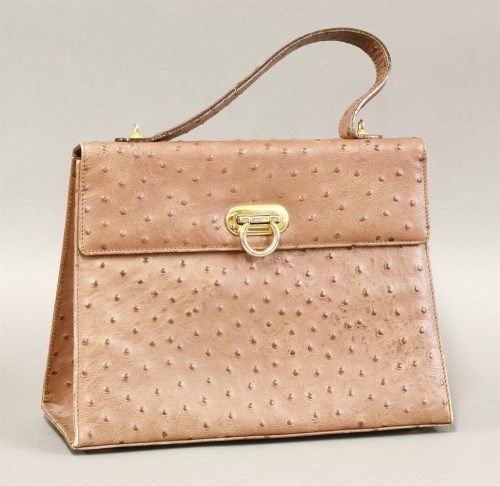 Lot 1125 - An 'Harrods of Knightsbridge' brown ostrich skin leather handbag
