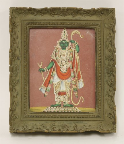 Lot 270 - Three 19th century Indian ‘mica’ miniatures of Hindu deities