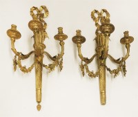 Lot 505 - A pair of Louis Philippe design gilt metal wall lights