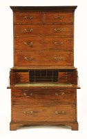 Lot 513 - A George III mahogany secretaire chest on chest