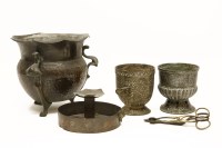 Lot 224 - Metal items: an arts & crafts copper chamberstick