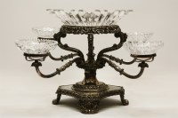 Lot 270 - An early 19th century silver plated and cut glass table centre