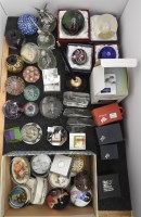 Lot 294 - Two boxes of modern glass and resin paperweights