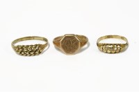 Lot 15 - A 9ct gold gentleman's signet ring with engraved octagonal head