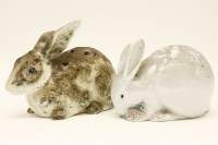 Lot 353 - A Delphin Massier Vallauris pottery rabbit and one other similar  18cm and 15cm high