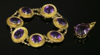 Lot 222 - A 9ct gold amethyst bracelet