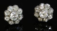 Lot 67 - A pair of Victorian diamond cluster earrings