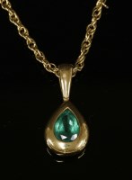 Lot 283 - An Austrian gold single stone emerald pendant