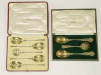 Lot 535 - A cased set of two Victorian silver gilt spoons and a sifter
Henry John Lias & James Wakely