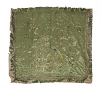Lot 1219 - A 19th century oriental green silk piano shawl