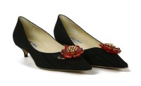 Lot 1432 - A pair of Jimmy Choo black taffeta kitten heels