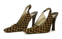 Lot 1433 - A pair of Louis Vuitton Damier patterned ponyskin stiletto shoes
