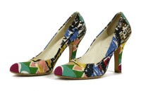 Lot 1434 - A pair of Prada 'South of France' painted canvas court shoes
