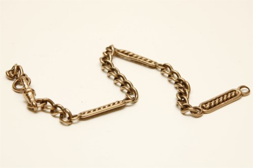 Lot 64 - A 9ct gold curb and twisted bar link bracelet with swivel clip
13.00g
