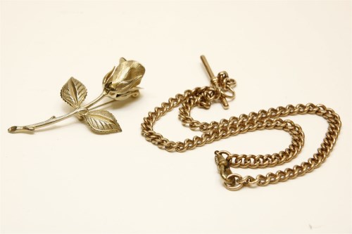 Lot 65 - A 9ct gold curb link double Albert with t-bar and swivel clasp