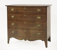 Lot 623 - A North American strung mahogany bow front chest of drawers