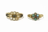 Lot 20 - A Victorian 18ct gold split pearl memorial cluster ring