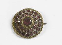 Lot 53 - A gold tiered garnet set brooch (tested as 9ct gold)
6.60g