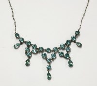 Lot 40 - A Georgian style silver turquoise fringe paste stone Riviere necklace
