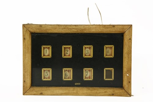 Lot 214 - A 'Gents' butlers signal box 
numbered 8
33 x 21.5cm