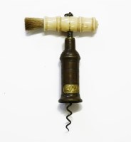 Lot 132 - A Thomason type brass barrel corkscrew