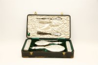 Lot 156A - A cased silver dressing table set