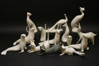 Lot 235 - Fourteen various Royal Dux porcelain figures of animals
