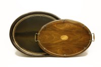 Lot 259 - An Edwardian design inlaid mahogany tray of oval form