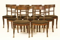 Lot 579 - A set of nine Empire design mahogany and ebonised dining chairs