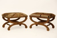 Lot 705 - A pair of mahogany stools