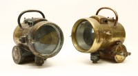 Lot 267 - A pair of vintage Powell and Hanmer for Birmingham brass car lamps