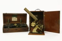 Lot 202 - A lacquered brass monocular microscope