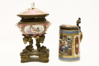 Lot 182 - A Vienna porcelain and metal mounted tankard