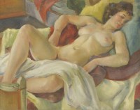 Lot 254 - Dorothy King (1907-1990)
A RECLINING NUDE WITH A DRAPE
Signed l.l.
